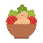 Home grilled chicken salad bowl healthy protein meal fresh vegetables balanced diet food vector